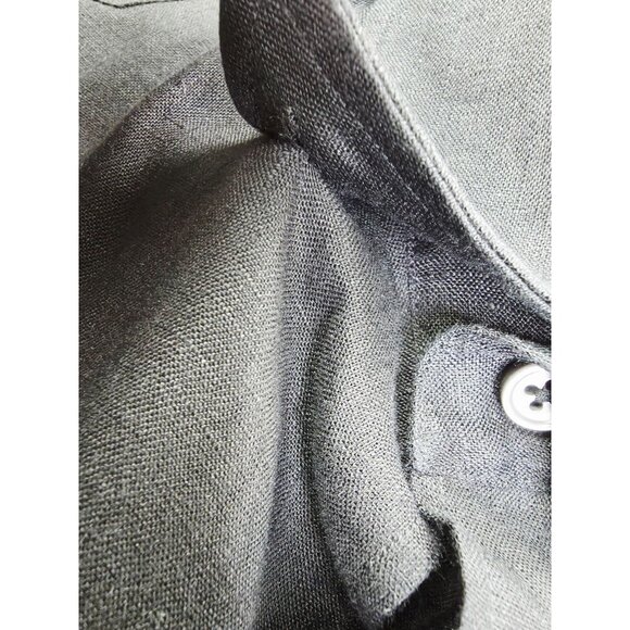 Ermenegildo Zegna Size Medium Mens Black Linen Shoulder Strap Button Down Shirt - Picture 6 of 10